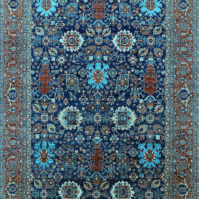 Machine Washable Oriental Light Blue Industrial Rug, wshurb2383lblu