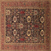 Square Oriental Brown Industrial Rug, urb2383brn