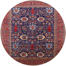 Round Mid-Century Modern Pink Oriental Rug, urb2383