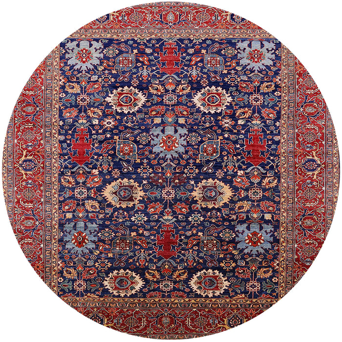 Round Mid-Century Modern Pink Oriental Rug, urb2383