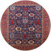 Round Mid-Century Modern Pink Oriental Rug, urb2383