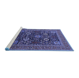Sideview of Machine Washable Oriental Blue Industrial Rug, wshurb2383blu