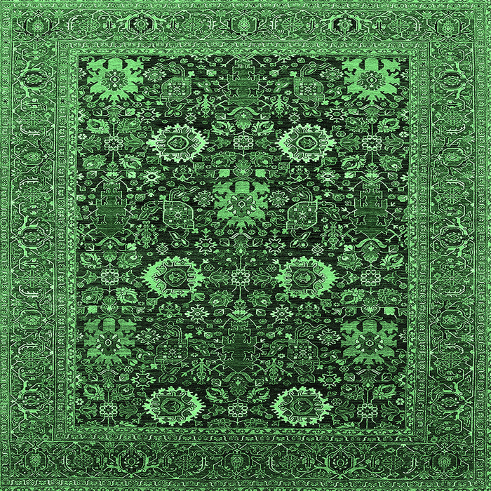 Square Oriental Emerald Green Industrial Rug, urb2383emgrn