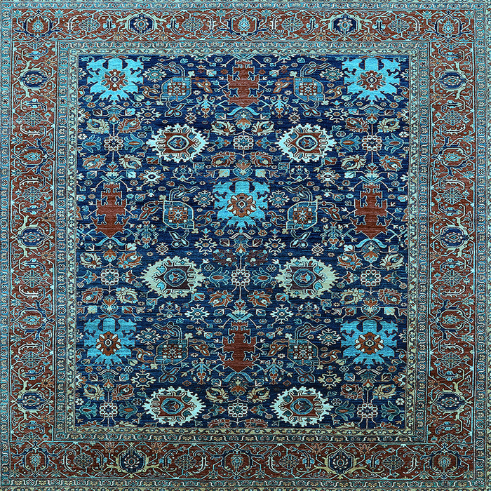 Square Oriental Light Blue Industrial Rug, urb2383lblu