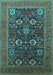 Machine Washable Oriental Turquoise Industrial Area Rugs, wshurb2383turq