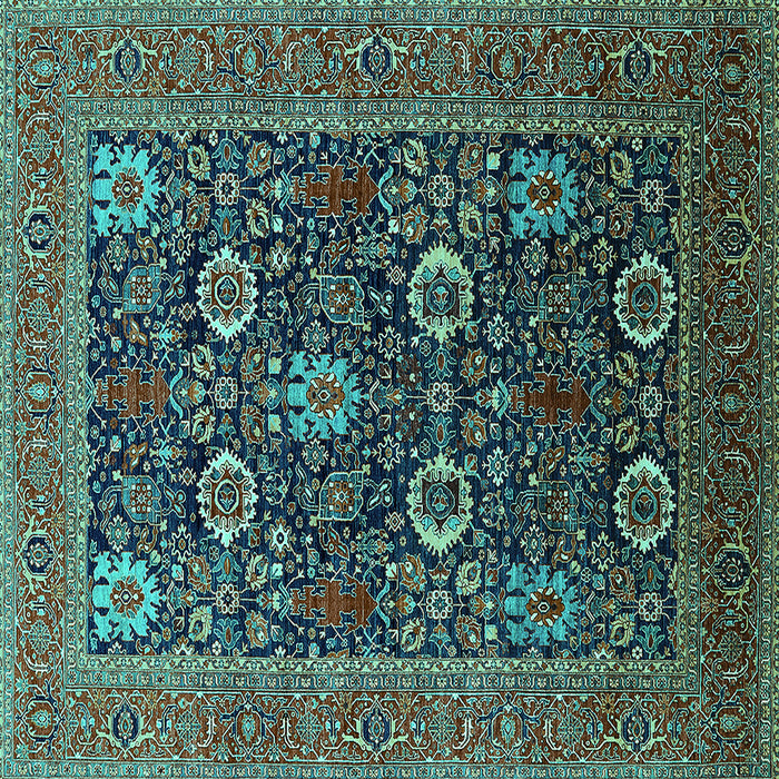 Square Oriental Turquoise Industrial Rug, urb2383turq