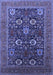 Machine Washable Oriental Blue Industrial Rug, wshurb2383blu