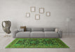 Machine Washable Oriental Green Industrial Area Rugs in a Living Room,, wshurb2383grn