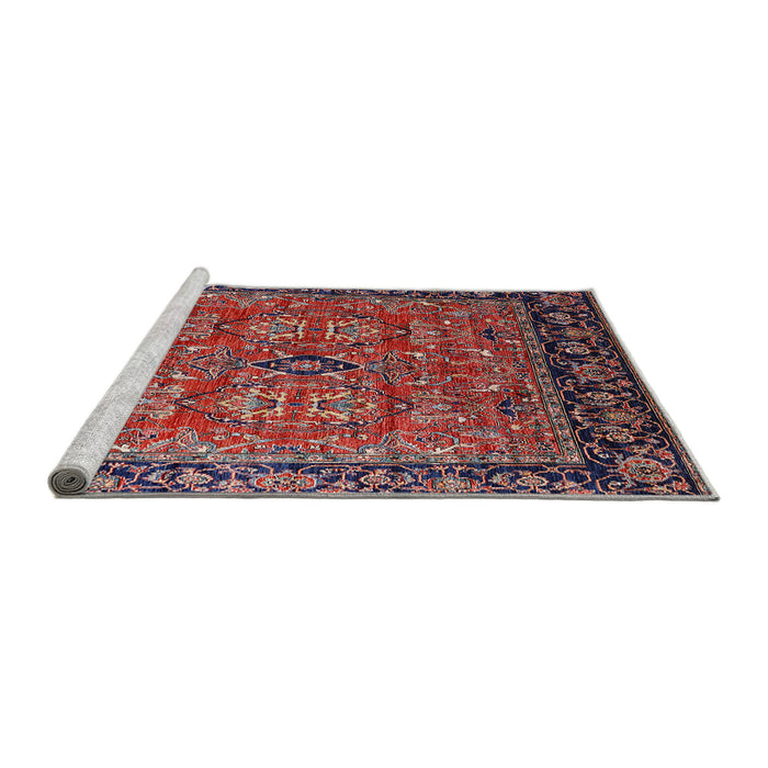 Sideview of Machine Washable Industrial Modern Rosy Pink Rug, wshurb2384