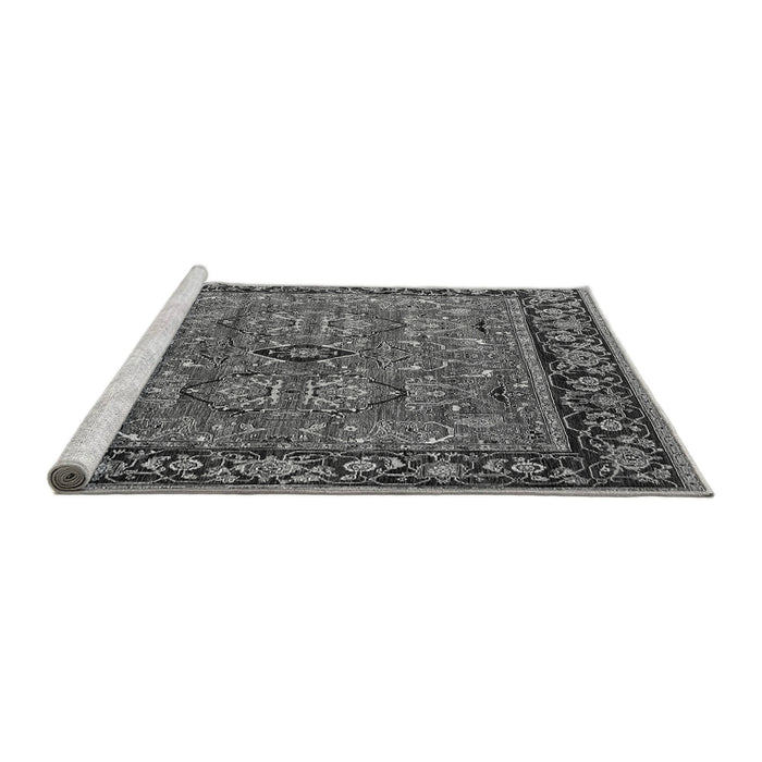 Sideview of Machine Washable Oriental Gray Industrial Rug, wshurb2384gry