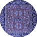 Round Oriental Blue Industrial Rug, urb2384blu