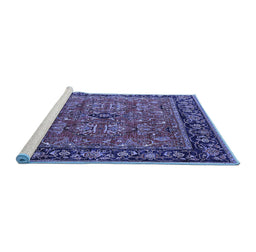 Sideview of Machine Washable Oriental Blue Industrial Rug, wshurb2384blu