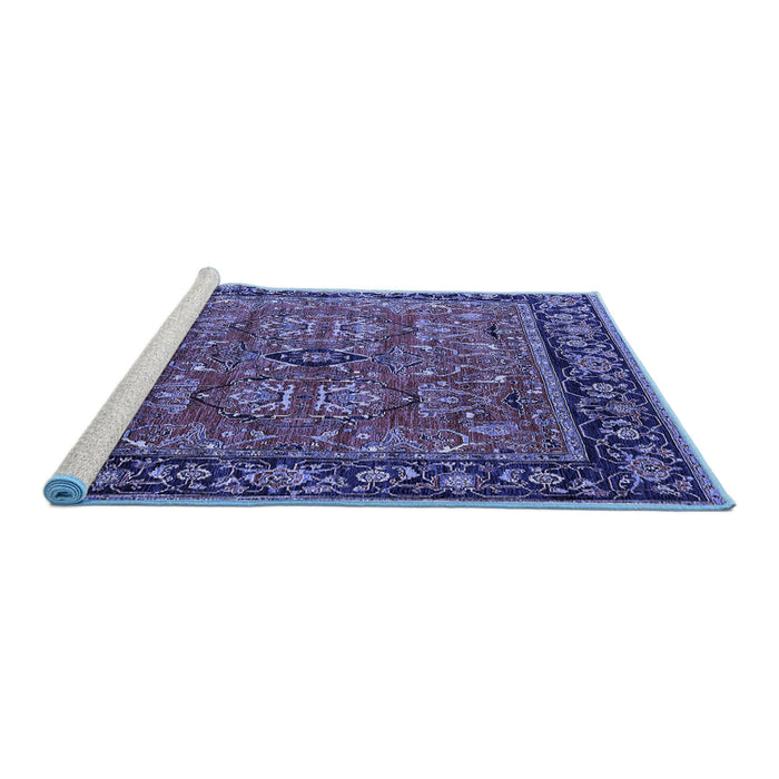 Sideview of Machine Washable Oriental Blue Industrial Rug, wshurb2384blu