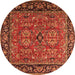 Round Oriental Orange Industrial Rug, urb2384org