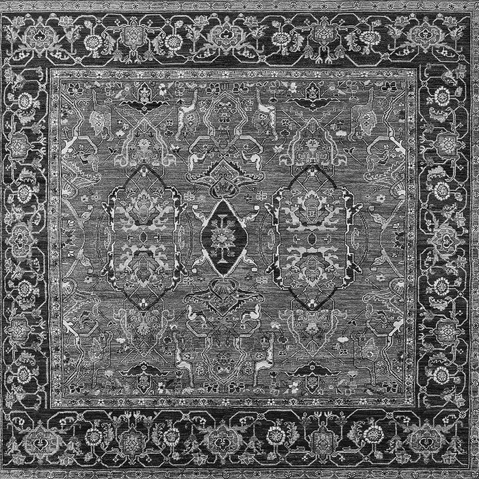 Square Machine Washable Oriental Gray Industrial Rug, wshurb2384gry