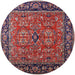 Round Machine Washable Industrial Modern Rosy Pink Rug, wshurb2384