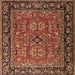 Square Oriental Brown Industrial Rug, urb2384brn