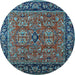 Round Oriental Light Blue Industrial Rug, urb2384lblu