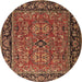 Round Oriental Brown Industrial Rug, urb2384brn