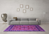 Machine Washable Oriental Purple Industrial Rug, wshurb2384pur