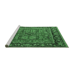 Sideview of Machine Washable Oriental Emerald Green Industrial Area Rugs, wshurb2384emgrn