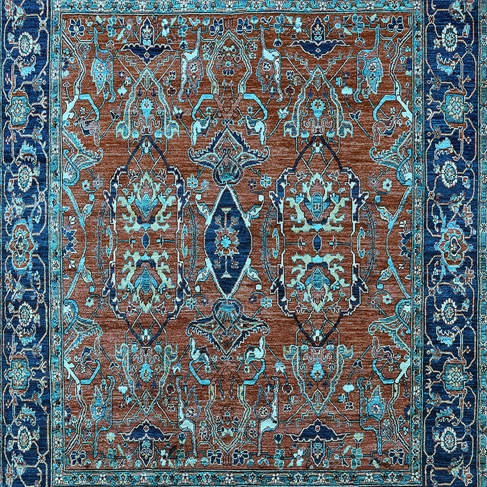 Machine Washable Oriental Light Blue Industrial Rug, wshurb2384lblu