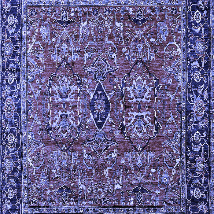 Machine Washable Oriental Blue Industrial Rug, wshurb2384blu