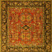 Square Machine Washable Oriental Yellow Industrial Rug, wshurb2384yw