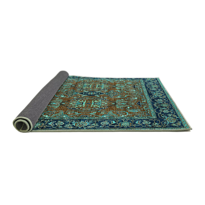 Sideview of Oriental Turquoise Industrial Rug, urb2384turq