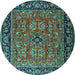 Round Oriental Turquoise Industrial Rug, urb2384turq