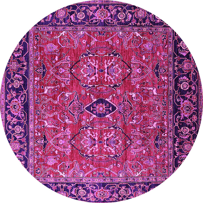 Round Machine Washable Oriental Pink Industrial Rug, wshurb2384pnk