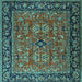 Square Oriental Turquoise Industrial Rug, urb2384turq