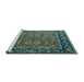 Sideview of Machine Washable Oriental Turquoise Industrial Area Rugs, wshurb2384turq