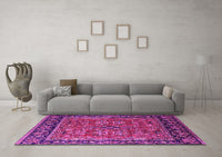 Machine Washable Oriental Pink Industrial Rug, wshurb2384pnk