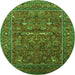 Round Oriental Green Industrial Rug, urb2385grn