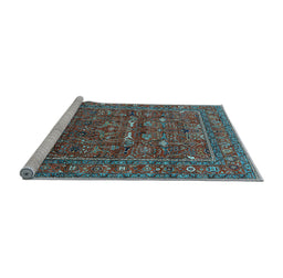 Sideview of Machine Washable Oriental Light Blue Industrial Rug, wshurb2385lblu