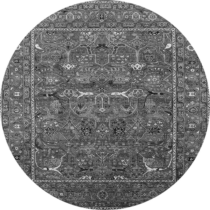 Round Oriental Gray Industrial Rug, urb2385gry