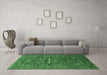 Machine Washable Oriental Emerald Green Industrial Area Rugs in a Living Room,, wshurb2385emgrn
