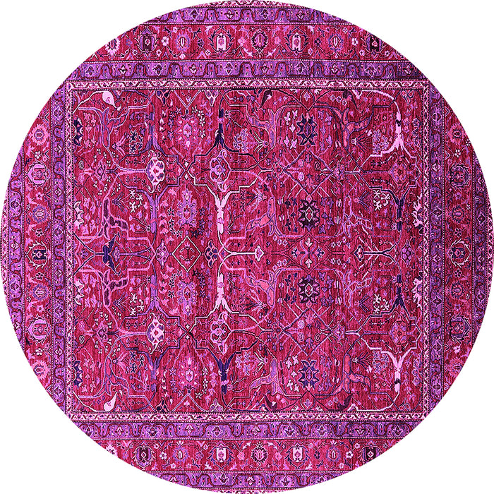 Round Machine Washable Oriental Pink Industrial Rug, wshurb2385pnk