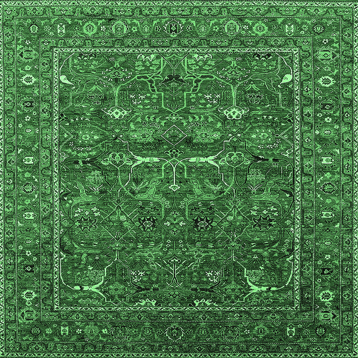 Square Oriental Emerald Green Industrial Rug, urb2385emgrn