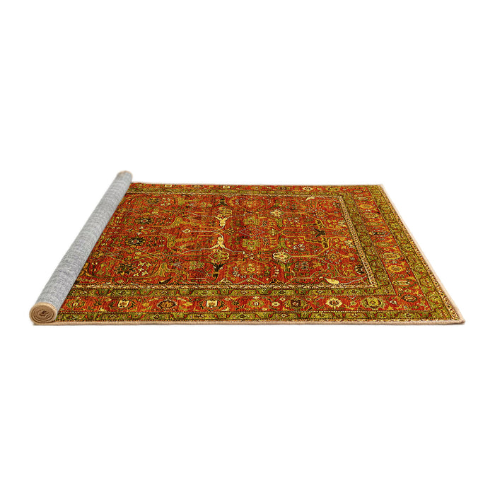 Sideview of Machine Washable Oriental Yellow Industrial Rug, wshurb2385yw