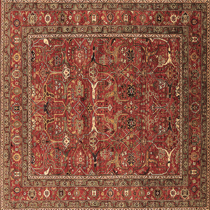 Square Machine Washable Oriental Brown Industrial Rug, wshurb2385brn