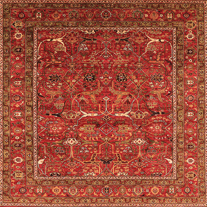 Square Oriental Orange Industrial Rug, urb2385org