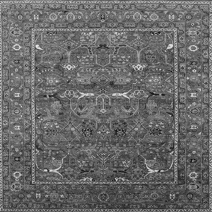 Square Machine Washable Oriental Gray Industrial Rug, wshurb2385gry
