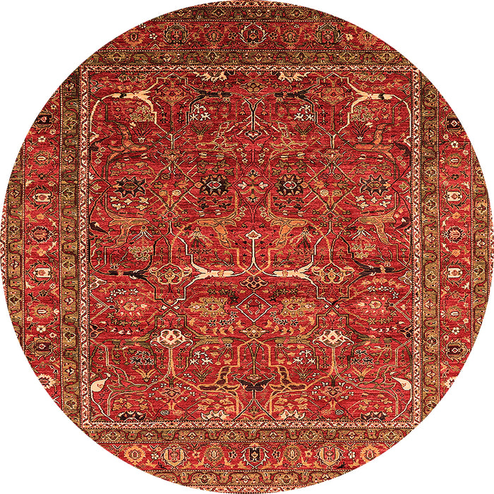 Round Oriental Orange Industrial Rug, urb2385org