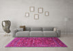 Machine Washable Oriental Pink Industrial Rug in a Living Room, wshurb2385pnk