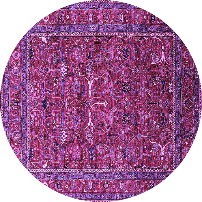 Round Machine Washable Oriental Purple Industrial Area Rugs, wshurb2385pur