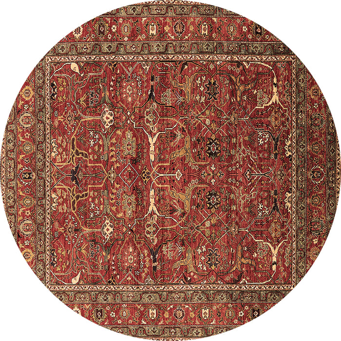 Round Oriental Brown Industrial Rug, urb2385brn