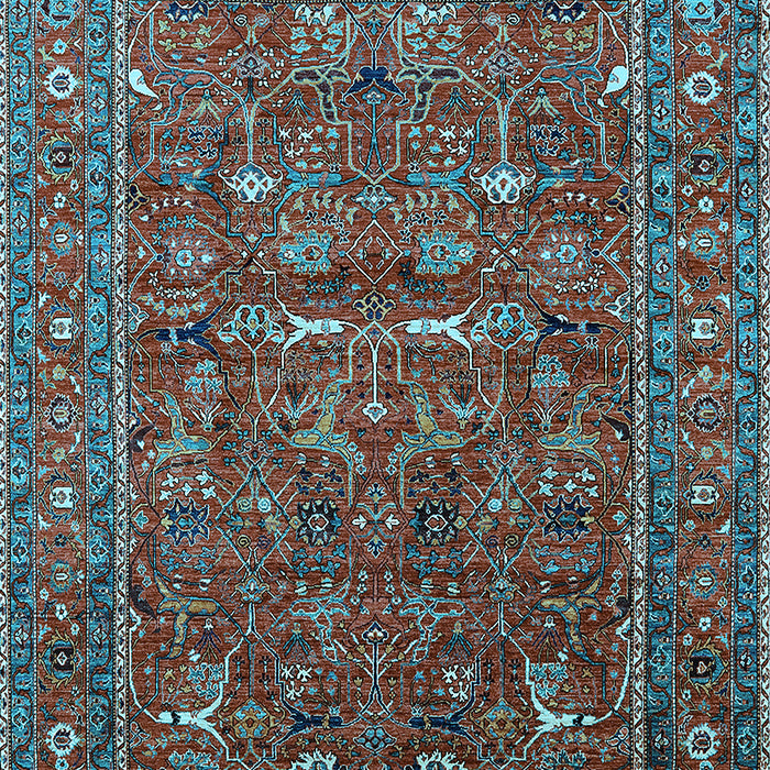 Machine Washable Oriental Light Blue Industrial Rug, wshurb2385lblu
