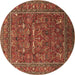 Round Machine Washable Oriental Brown Industrial Rug, wshurb2385brn